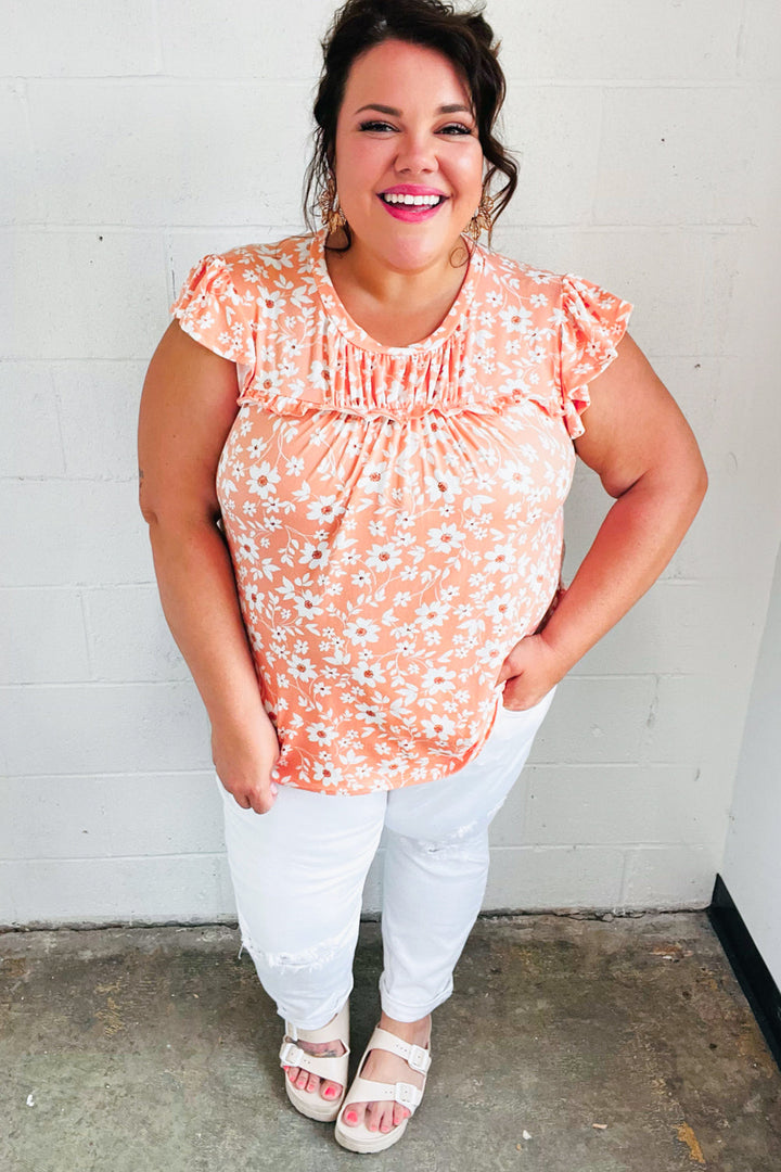 Elegant Days Floral Top - Peach