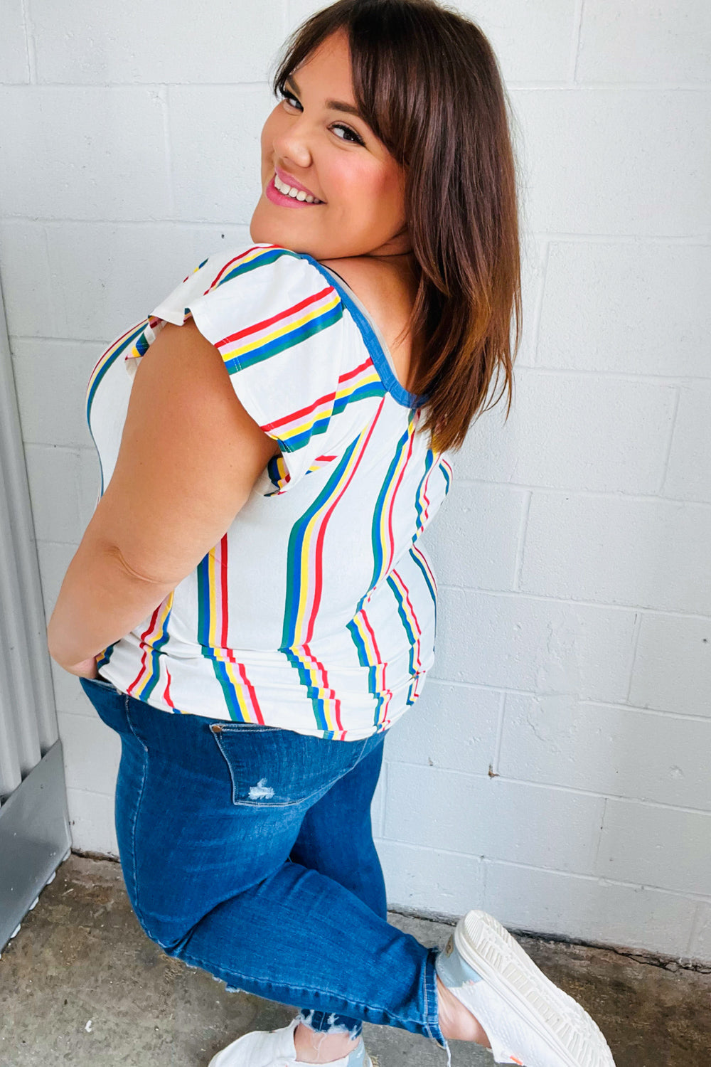 Multicolor Striped Raglan Top