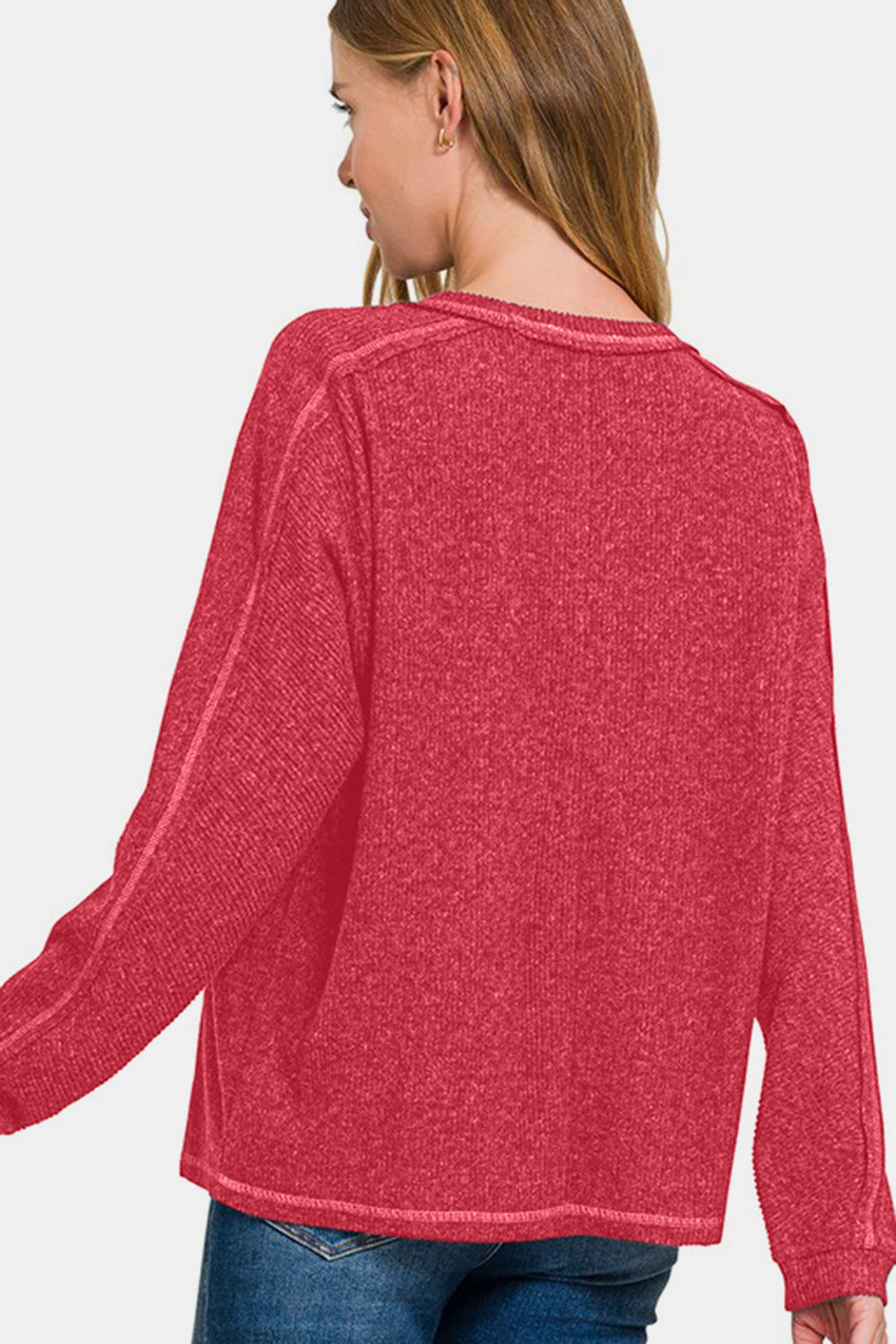 Call Me Cozy Ribbed Hacci Top - Red