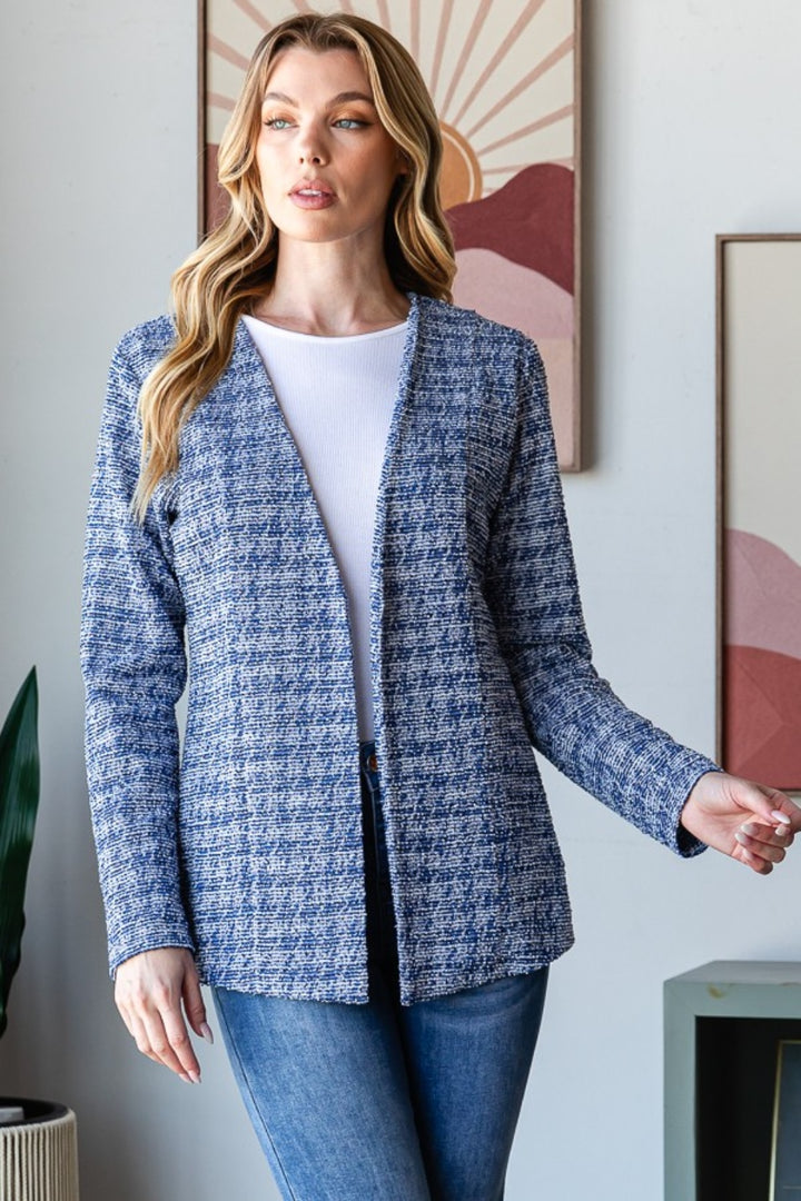 Classic Style Houndstooth Tweed Blazer