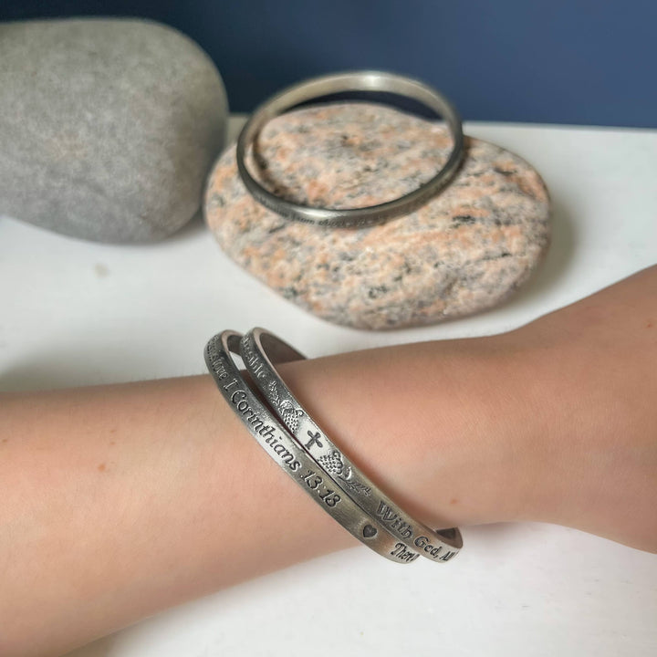 Inspirational Message Pewter Bracelets Bangles | Christian Jewelry Gifts