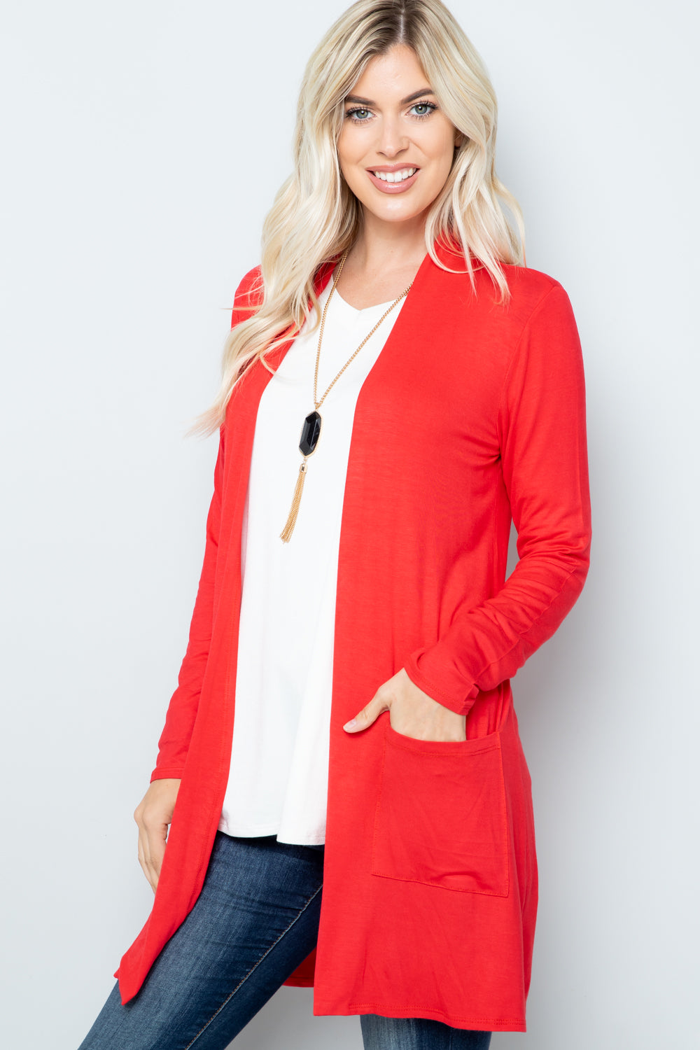 Bold Style Cardigan - Light Coral