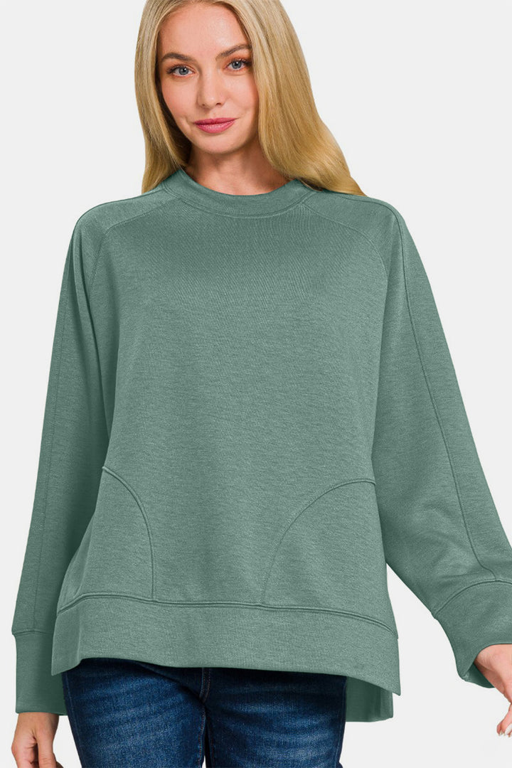 Ash Jade Cozy Side-Slit Sweatshirt