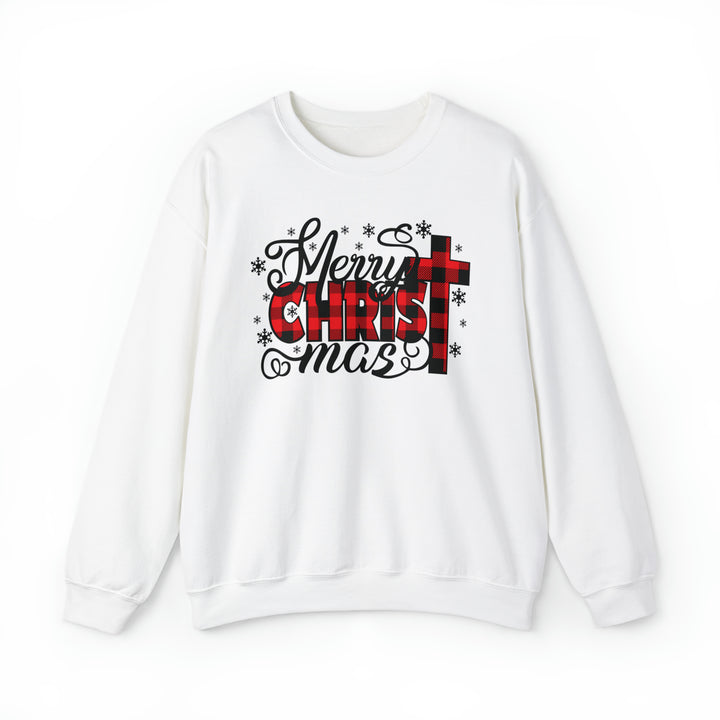 Merry Christ-mas With Plaid - Unisex Crew-Neck Sweatshirt