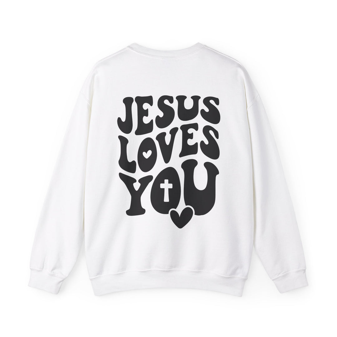 Jesus Loves You - Retro Back Print - Unisex Crew-Neck Sweatshirt