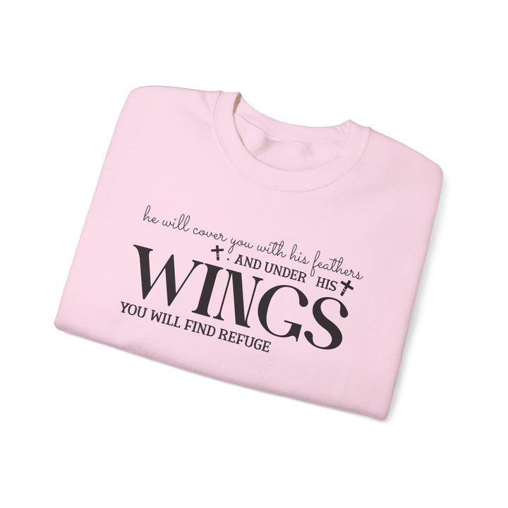 Under His Wings You Will Find Refuge (Sleeve Print) - Unisex Crewneck Sweatshirt