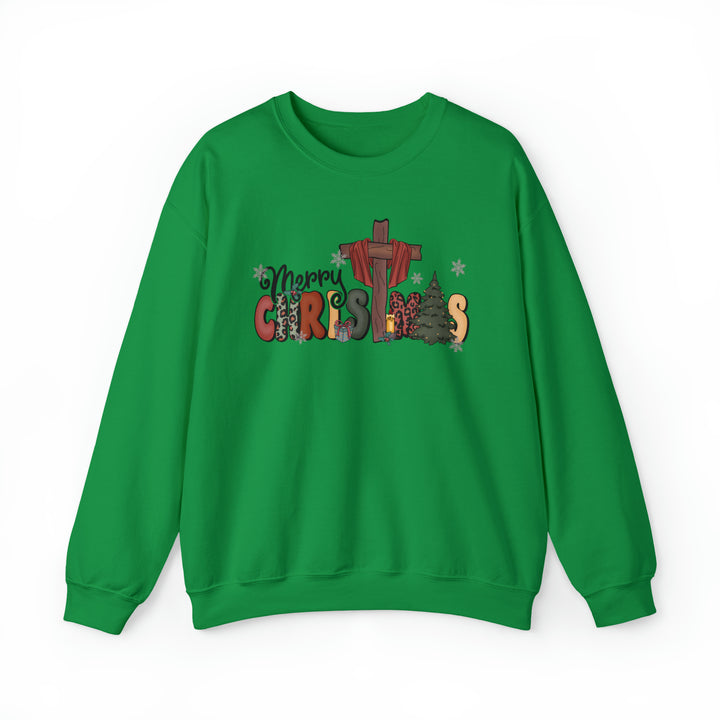 Merry Christmas With Cross - Unisex Crew-Neck Sweatshirt