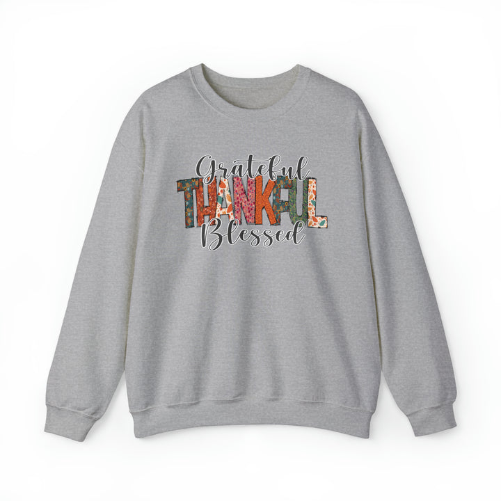 Grateful, Thankful, Blessed Patterns - Unisex Crew-Neck Sweatshirt