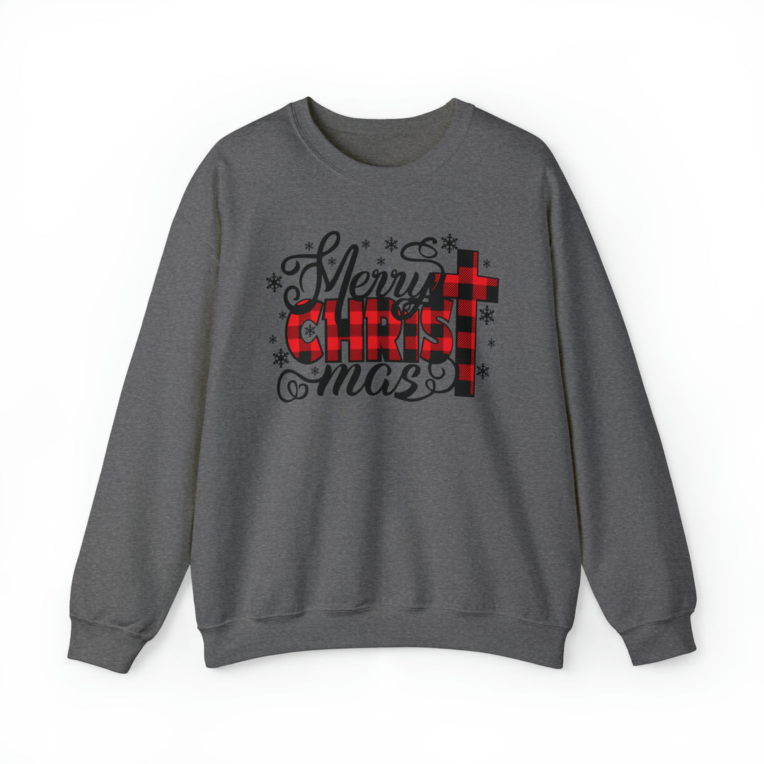 Merry Christ-mas With Plaid - Unisex Crew-Neck Sweatshirt