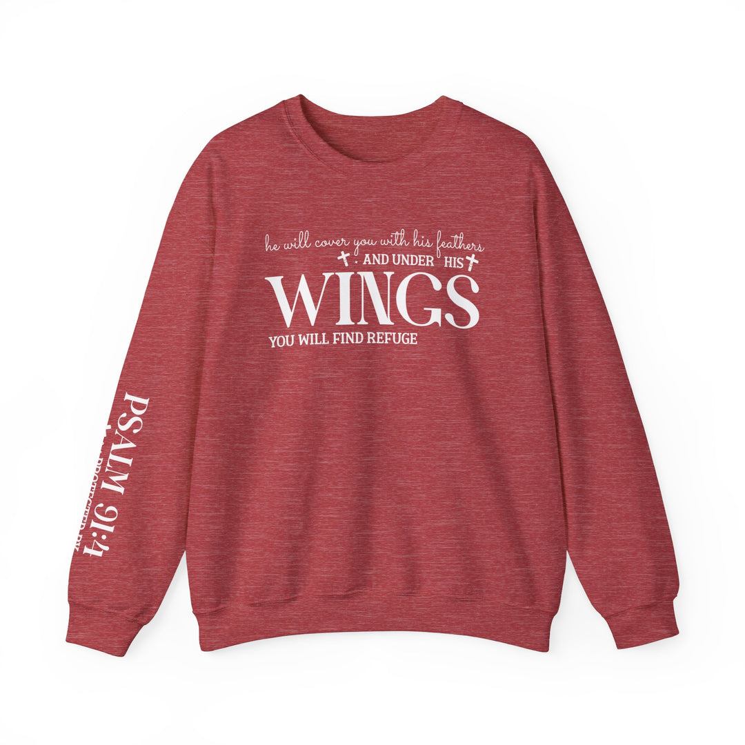 Under His Wings You Will Find Refuge (Sleeve Print) - Unisex Crewneck Sweatshirt