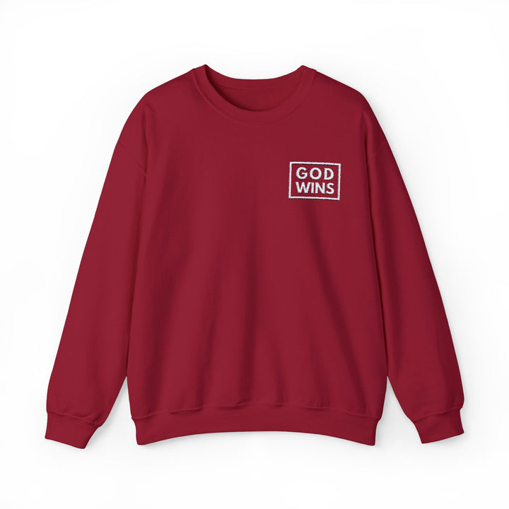 Embroidered God Wins - Unisex Crew-Neck Sweatshirt