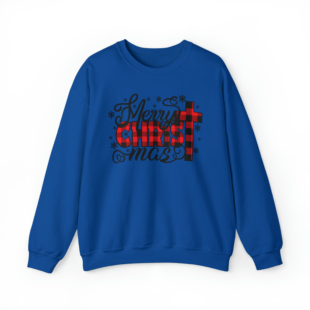 Merry Christ-mas With Plaid - Unisex Crew-Neck Sweatshirt