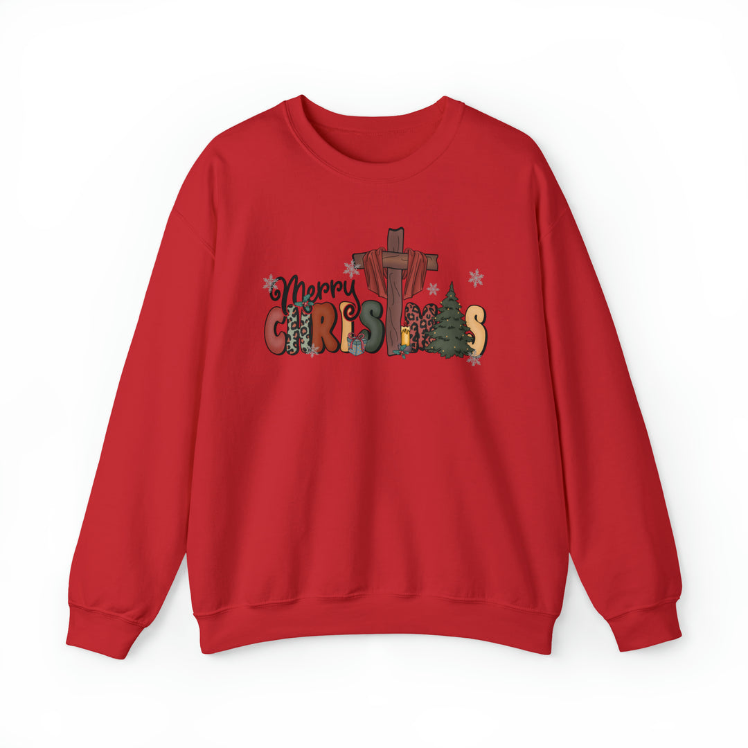 Merry Christmas With Cross - Unisex Crew-Neck Sweatshirt