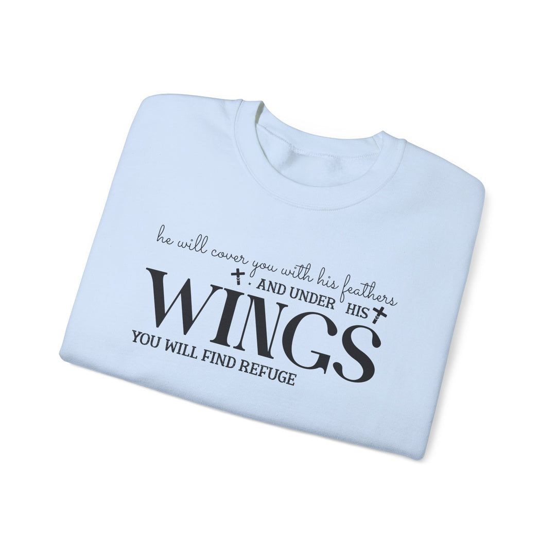 Under His Wings You Will Find Refuge (Sleeve Print) - Unisex Crewneck Sweatshirt