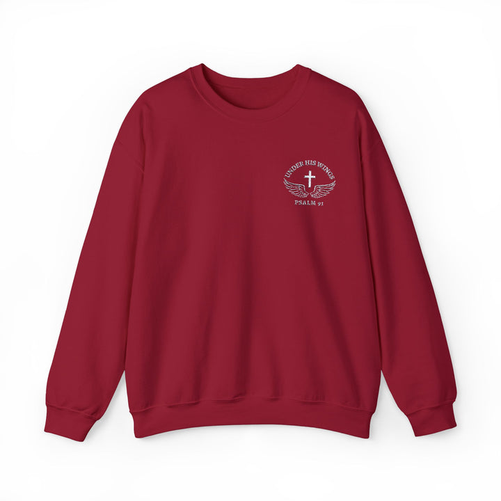 Embroidered Psalm 91 Under His Wings With Cross - Unisex Crew-Neck Sweatshirt