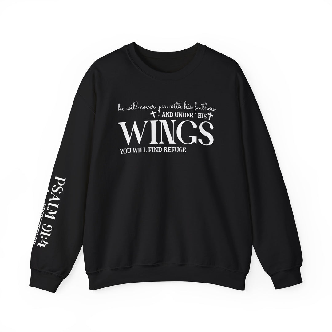 Under His Wings You Will Find Refuge (Sleeve Print) - Unisex Crewneck Sweatshirt