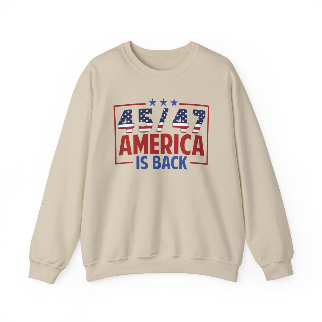 45/47 USA Flag America Is Back - Unisex Crew-Neck Sweatshirt