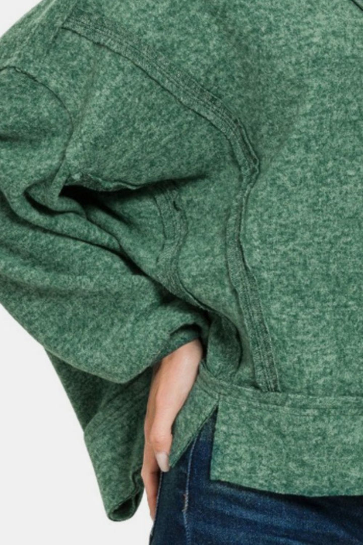 Elevated Comfort Exposed-Seam Hoodie - Dark green