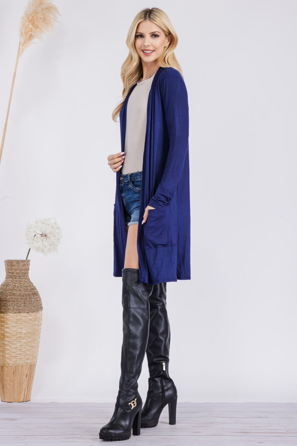 Bold Style Cardigan - Navy Blue