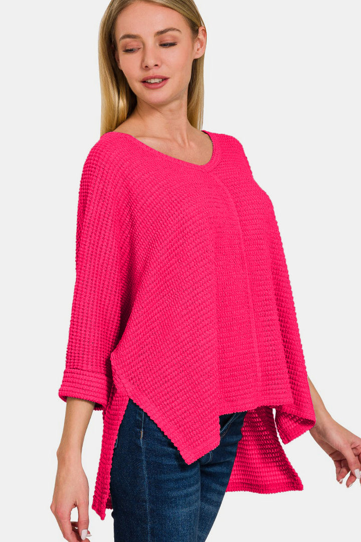 Cozy Days High-Low Knit Top - Magenta