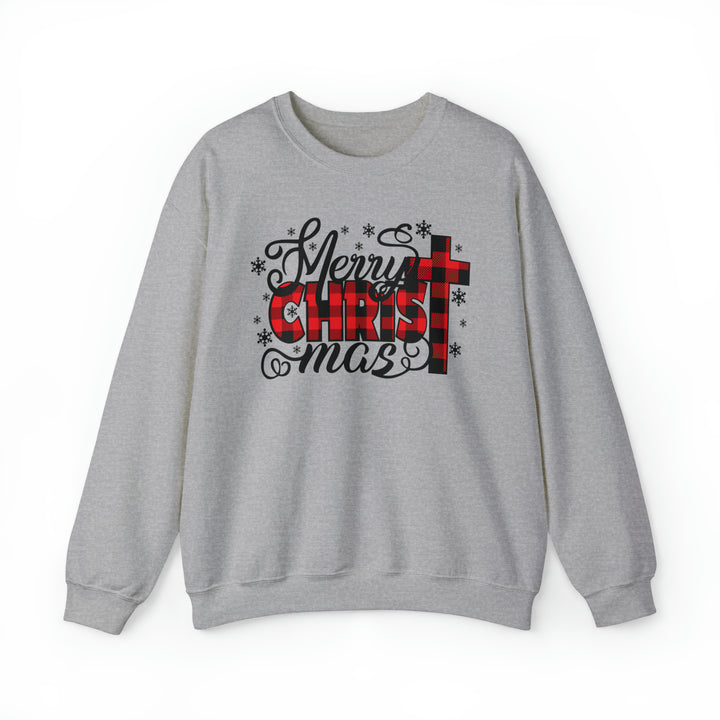 Merry Christ-mas With Plaid - Unisex Crew-Neck Sweatshirt