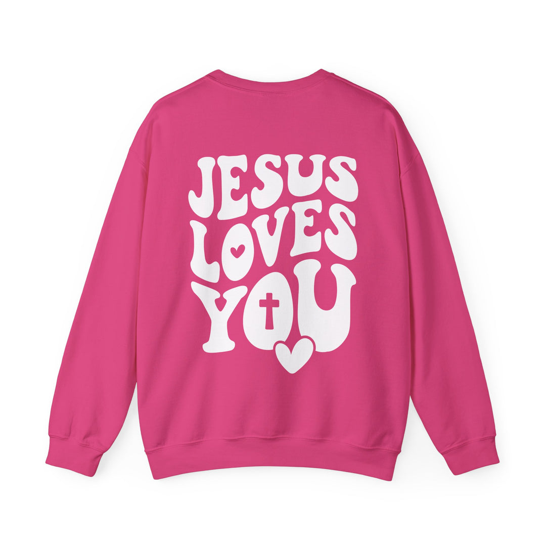 Jesus Loves You - Retro Back Print - Unisex Crew-Neck Sweatshirt