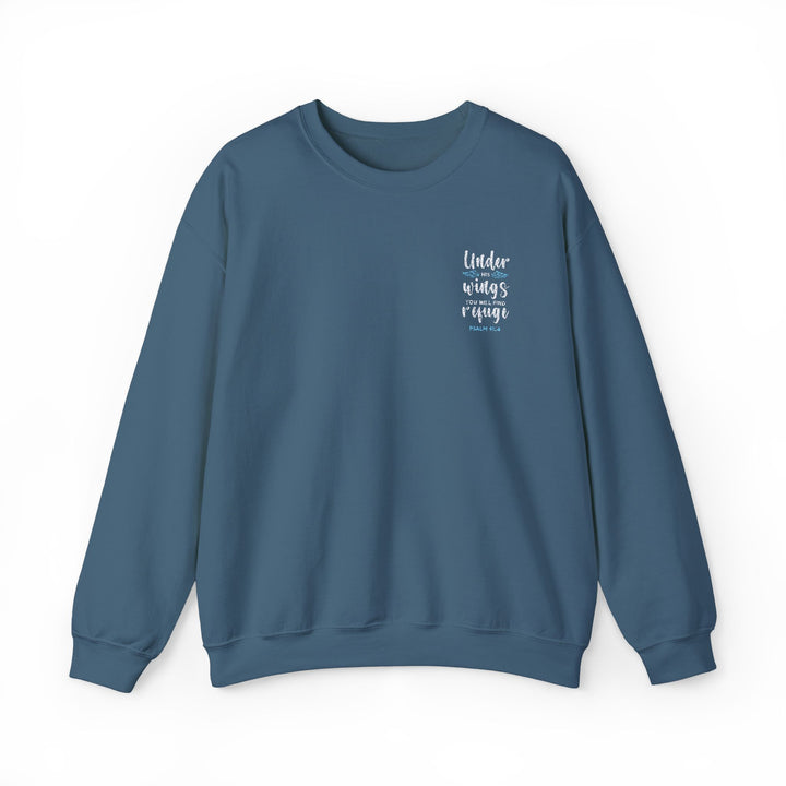 [Embroidered] Under His Wings You Will Find Refuge Psalm 91:4 - Unisex Crew-Neck Sweatshirt