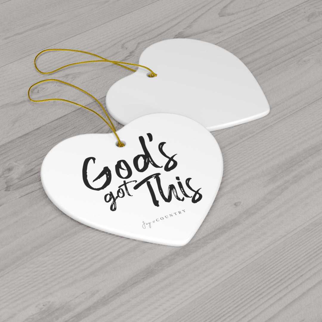 God's Got This - Ceramic Circle/Heart Ornament - White Background