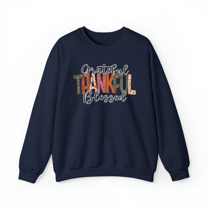 Grateful, Thankful, Blessed Patterns - Unisex Crew-Neck Sweatshirt