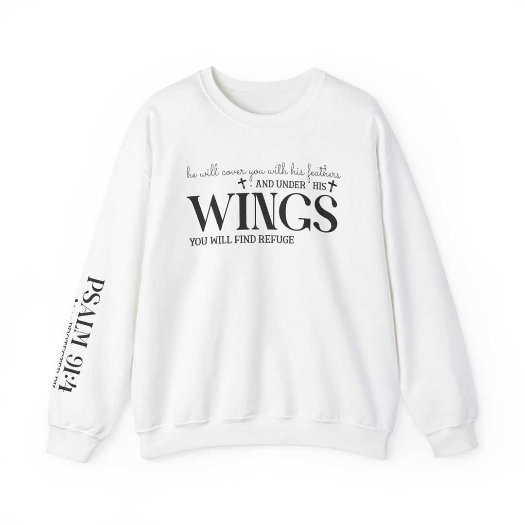 Under His Wings You Will Find Refuge (Sleeve Print) - Unisex Crewneck Sweatshirt