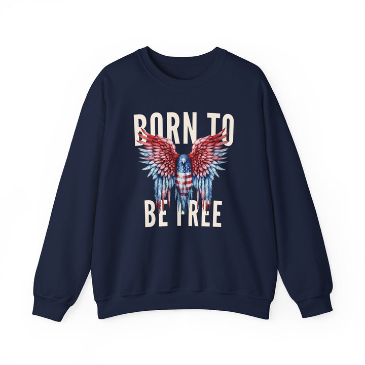 Born To Be Free Watercolor USA Eagle - Unisex Crew-Neck Sweatshirt