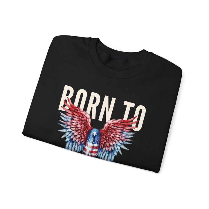 Born To Be Free Watercolor USA Eagle - Unisex Crew-Neck Sweatshirt