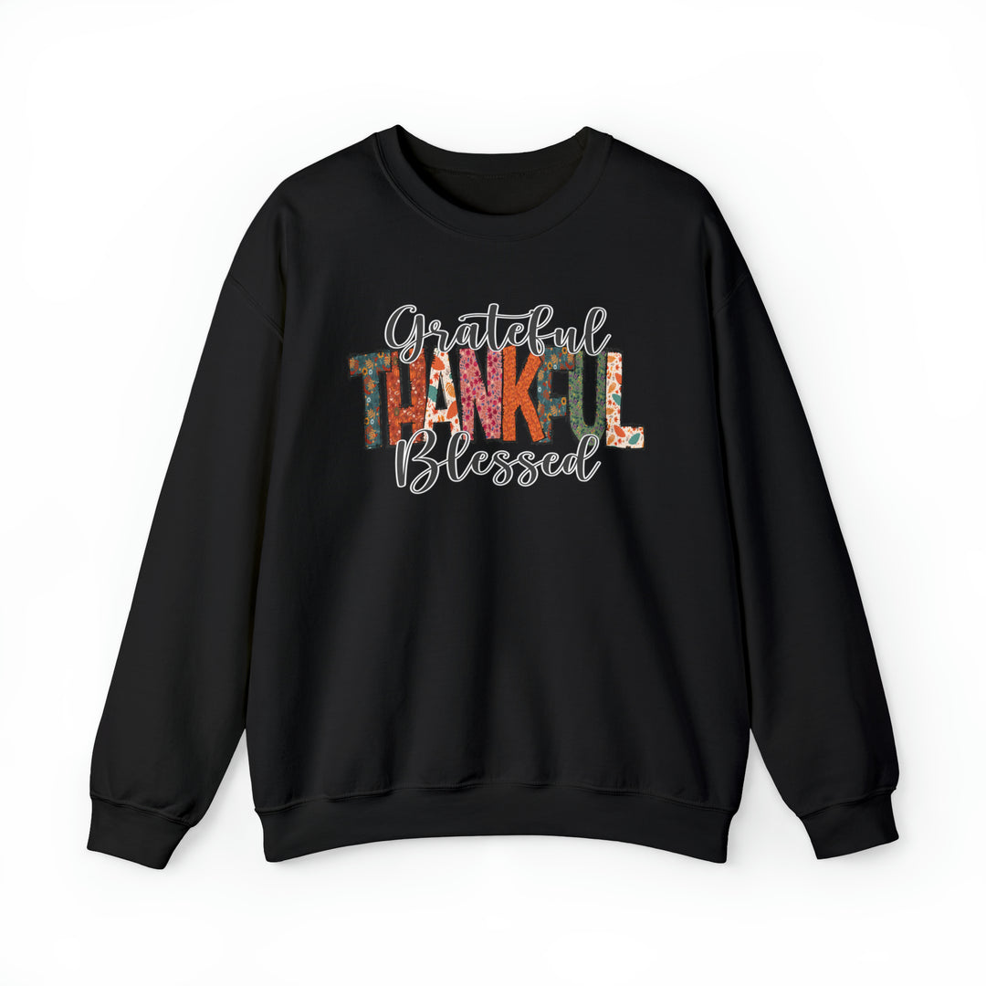 Grateful, Thankful, Blessed Patterns - Unisex Crew-Neck Sweatshirt