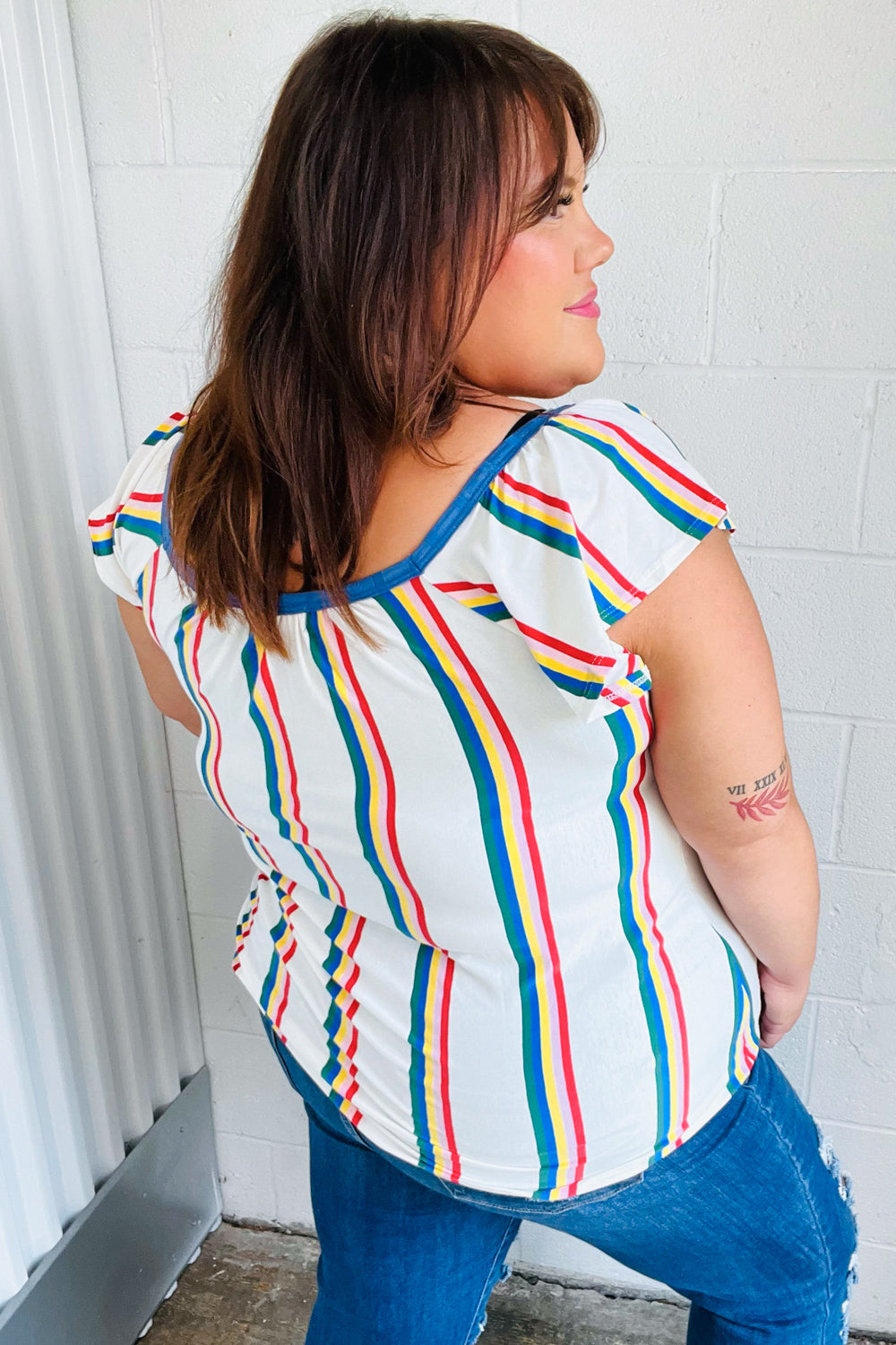 Multicolor Striped Raglan Top