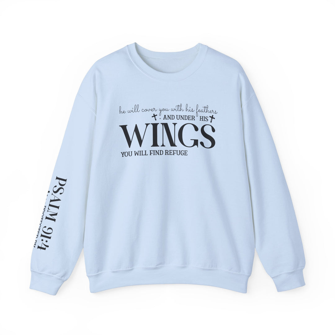 Under His Wings You Will Find Refuge (Sleeve Print) - Unisex Crewneck Sweatshirt