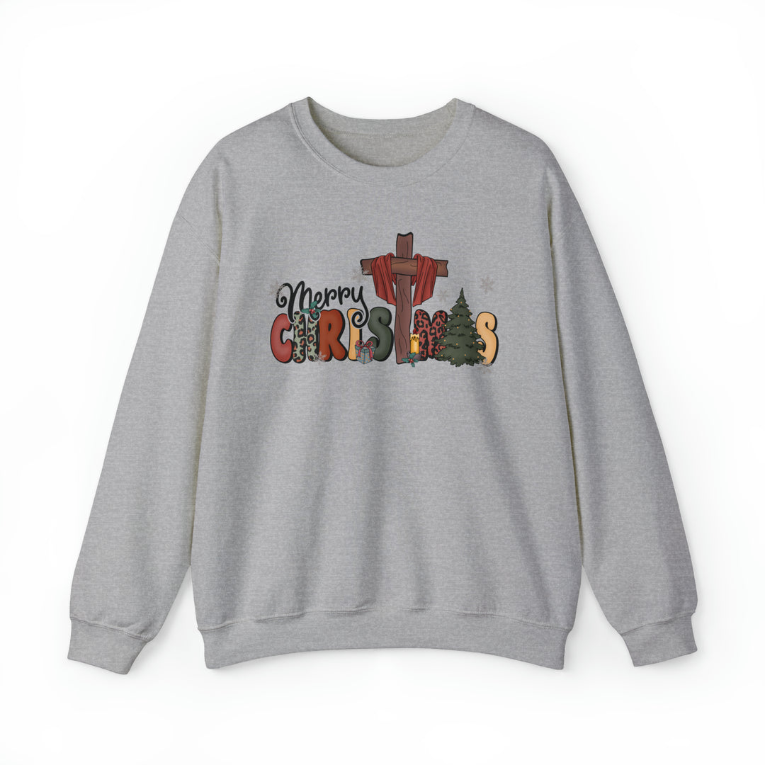 Merry Christmas With Cross - Unisex Crew-Neck Sweatshirt