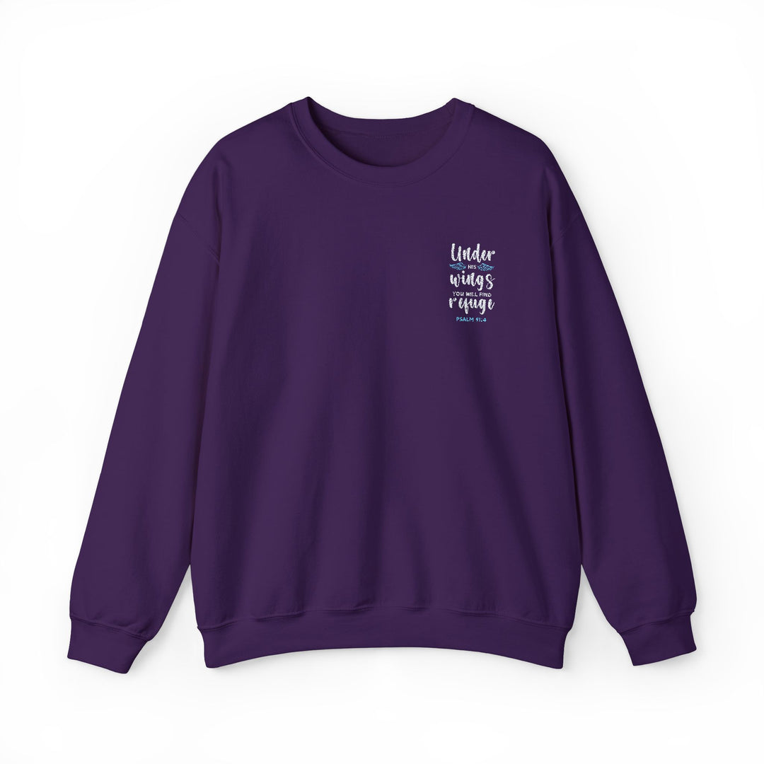 [Embroidered] Under His Wings You Will Find Refuge Psalm 91:4 - Unisex Crew-Neck Sweatshirt