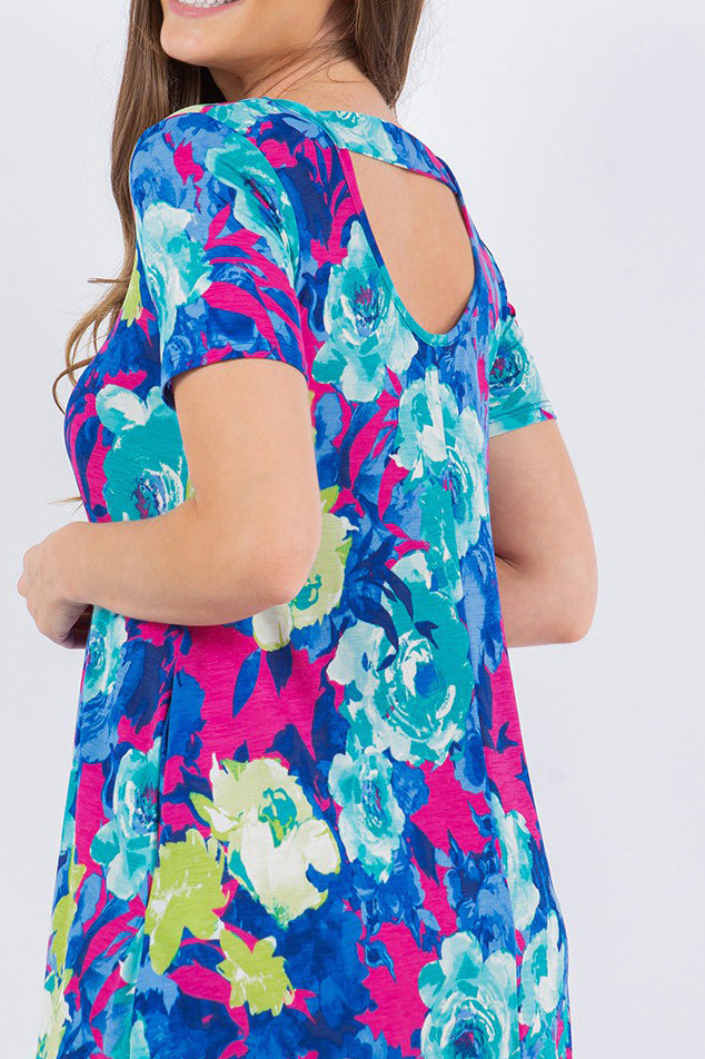 Look Your Best - Floral Ruffle-Hem Dress