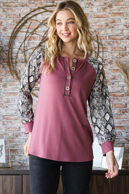 Seize The Day - Raglan-Sleeve Top - Mauve