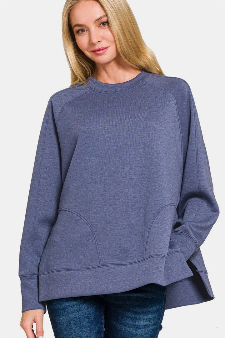 Blue Indigo Cozy Side-Slit Sweatshirt