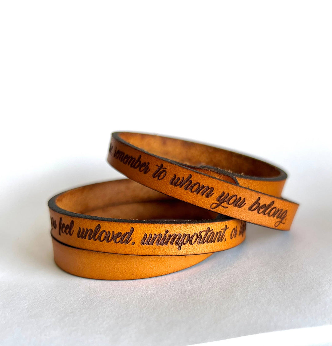 To Whom You Belong - Double-Wrap Leather Bracelet - Inspirational Message Bracelet