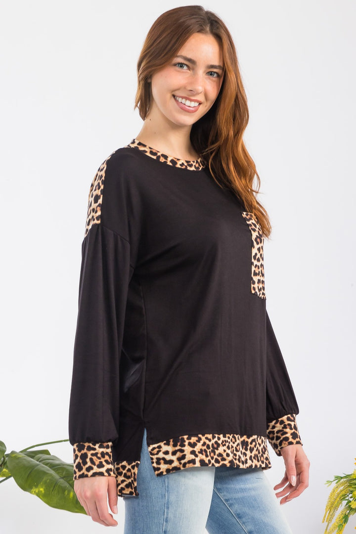 Edgy Chic - Leopard Dropped-Shoulder Top