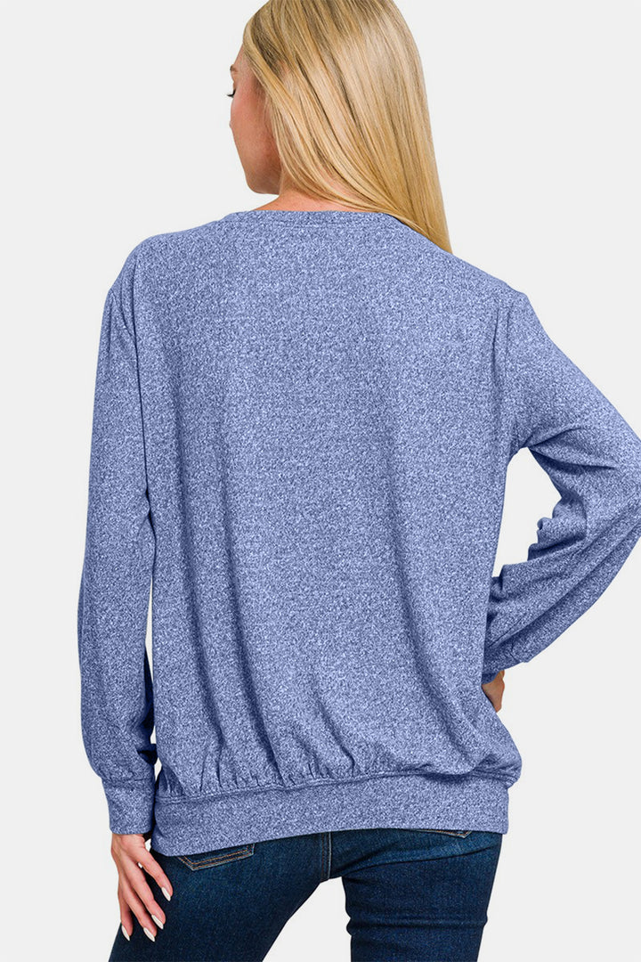 Stylish Staples Melange Top - Light Navy