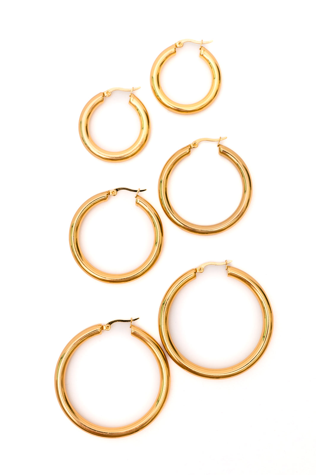 Daily Chic Hoop Earrings (Set of 3) - Gold