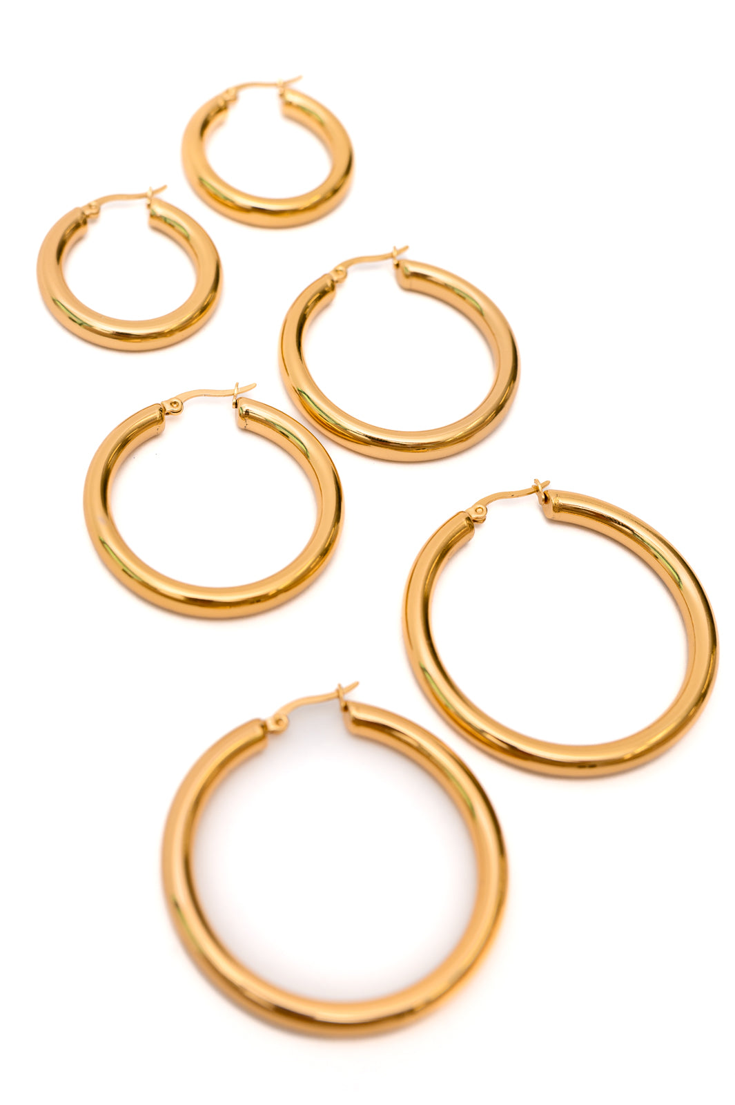 Daily Chic Hoop Earrings (Set of 3) - Gold