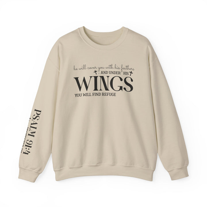 Under His Wings You Will Find Refuge (Sleeve Print) - Unisex Crewneck Sweatshirt