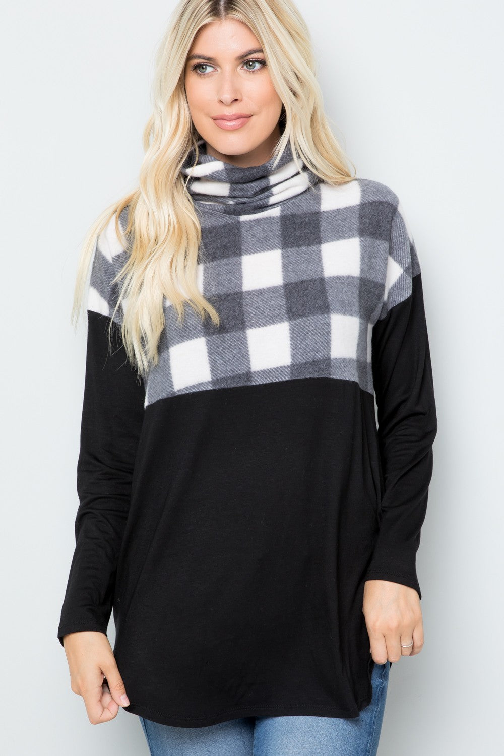 Cozy Feels - Plaid Turtleneck Top