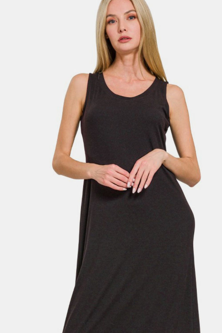 Elegantly Casual Wide Strap Tank Dress