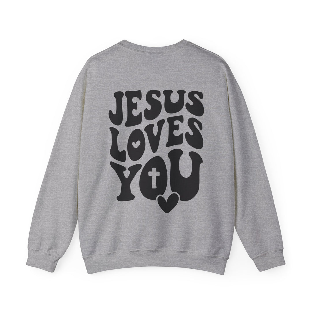 Jesus Loves You - Retro Back Print - Unisex Crew-Neck Sweatshirt