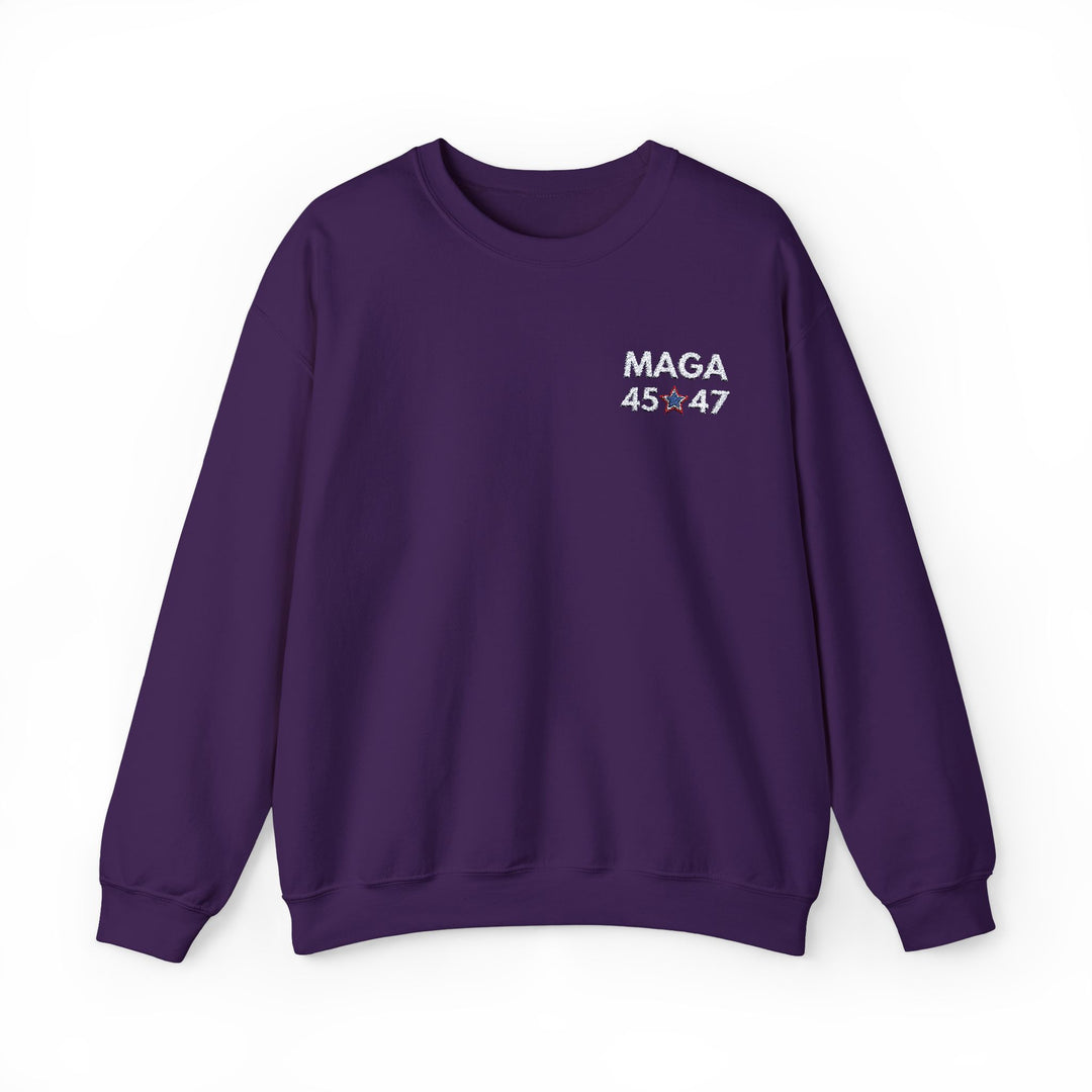 [Embroidered] MAGA 45-47 With Patriotic Star - Unisex Crew-Neck Sweatshirt